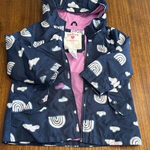 Carter's Dark Blue Raincoat with Cloud and Rainbow Design